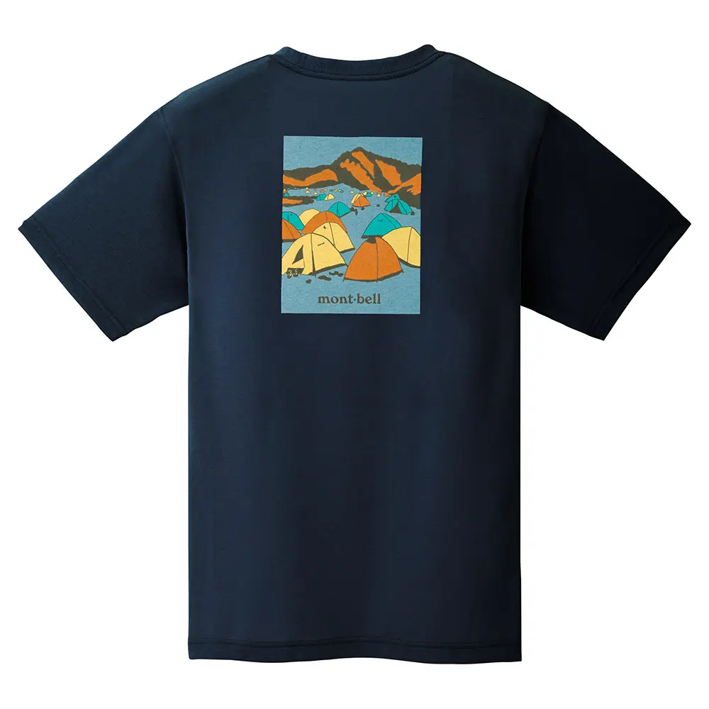 Montbell Women's Wickron Sunrise Moon and Rainbow T-Shirt - Navy