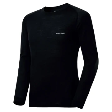 mont-bell SUPER MERINO WOOL 中厚手 Mサイズ 黒 SUPER MERINO WOOL Middle Weight Round Neck Shirt Men's
