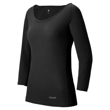 mont-bell SUPER MERINO WOOL L ブラック SUPER MERINO WOOL Light Weight Round Neck Shirt Women's
